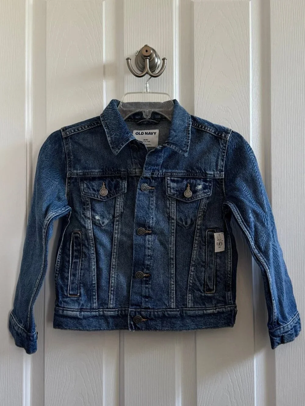 Kids Old Navy Classic Jean Jacket Distressed Medium Denim NWT Sz Med (8)
